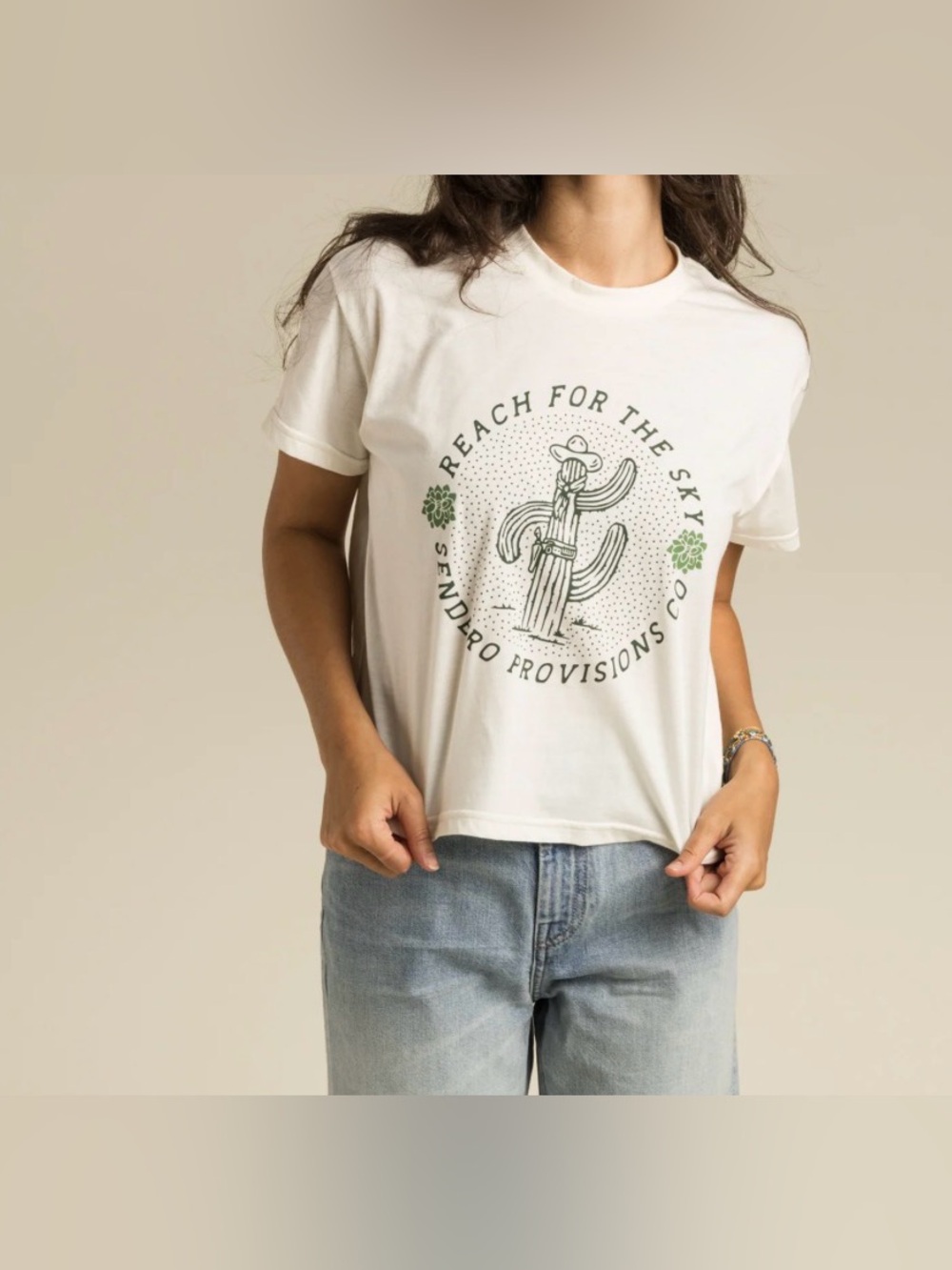 Reach for the Sky Cream Graphic Crop Top XS sendero provision